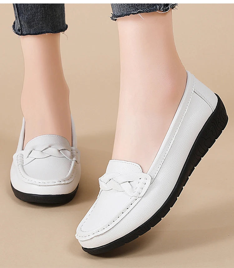Women Soft Leather Casual Slip On Loafer