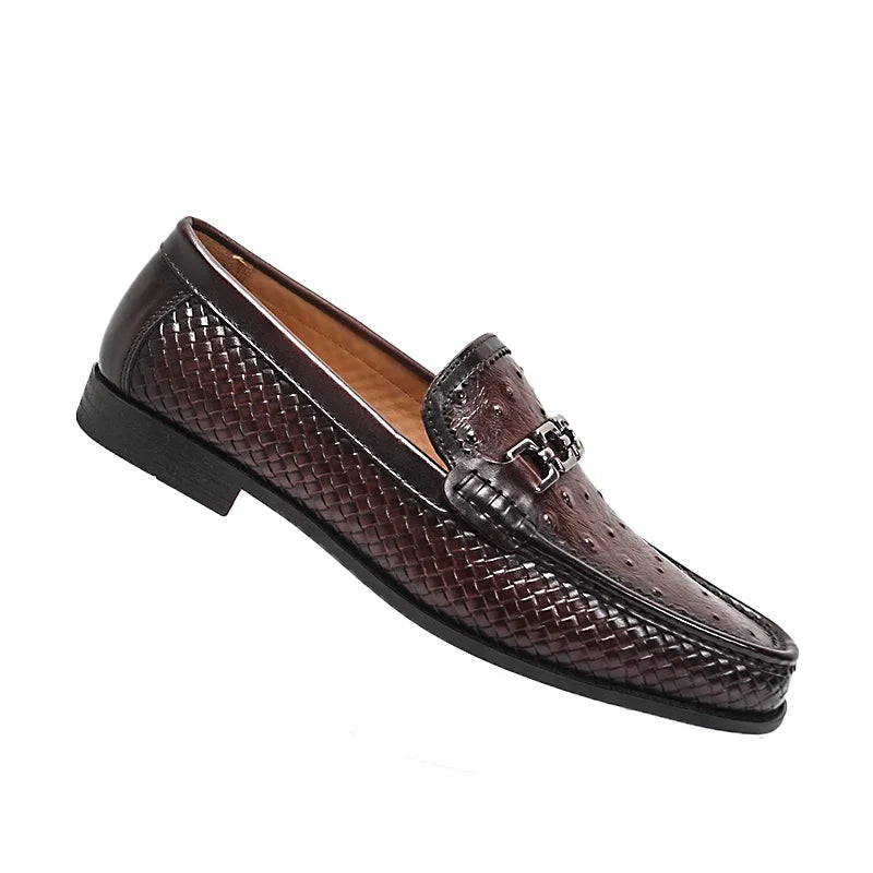 Pointed Toe Handmade Military Style Banquet Shoes with Metal Buckles