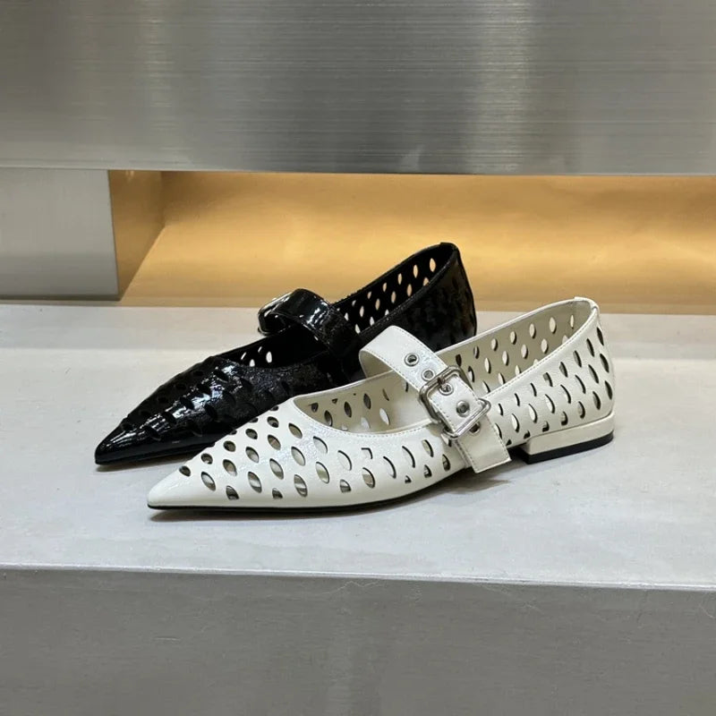 Pointed Toe Flats Hollow Loafers