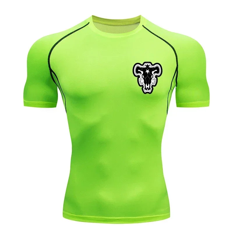 Bull Print Athletic Quick Dry Compression Shirts T-Shirts