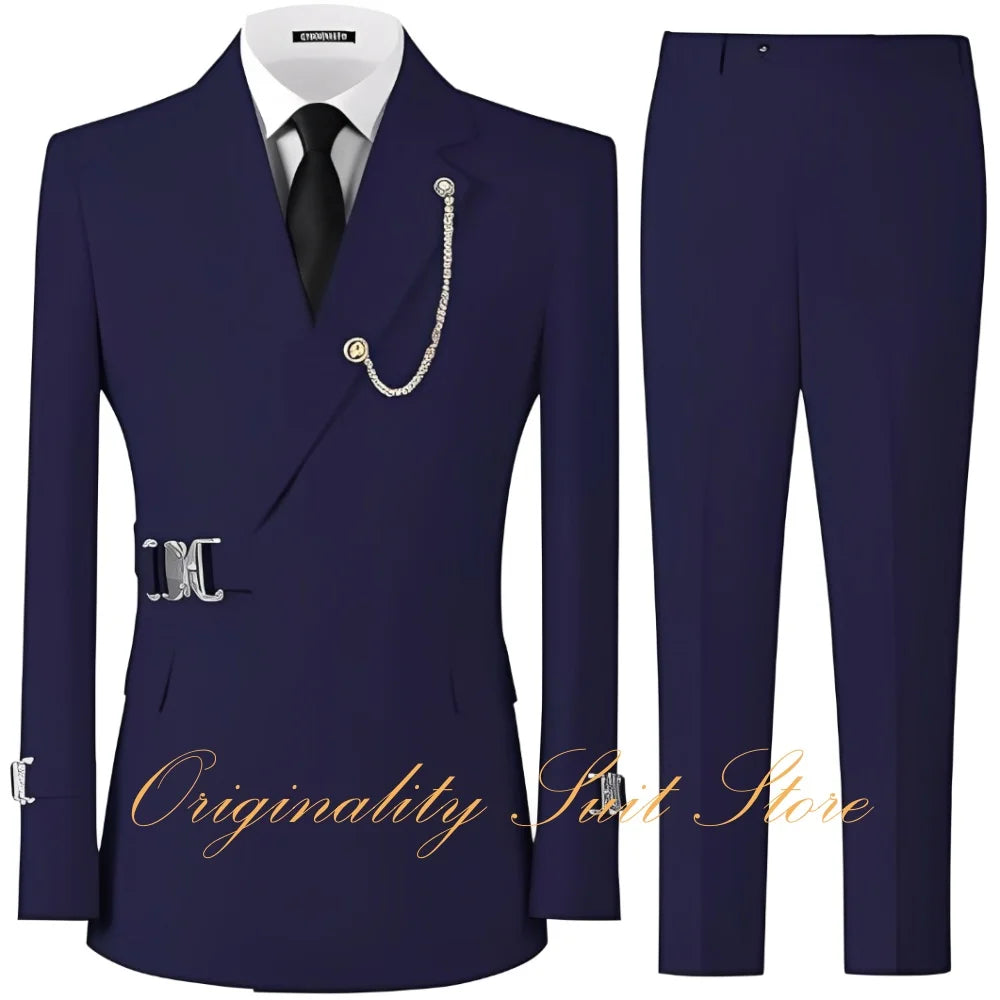 Formal Men's Suits 2 Piece Slim Fit Blazer Pants Suits for Men Wedding Tuxedo Casual Business Men Suit Set