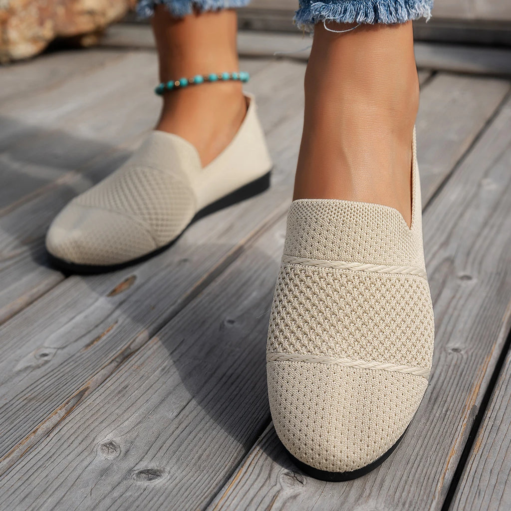 Stylish and Comfortable Knitted Shoes, Round-Toe Low-Cut Slip-Ons, Walking Shoes