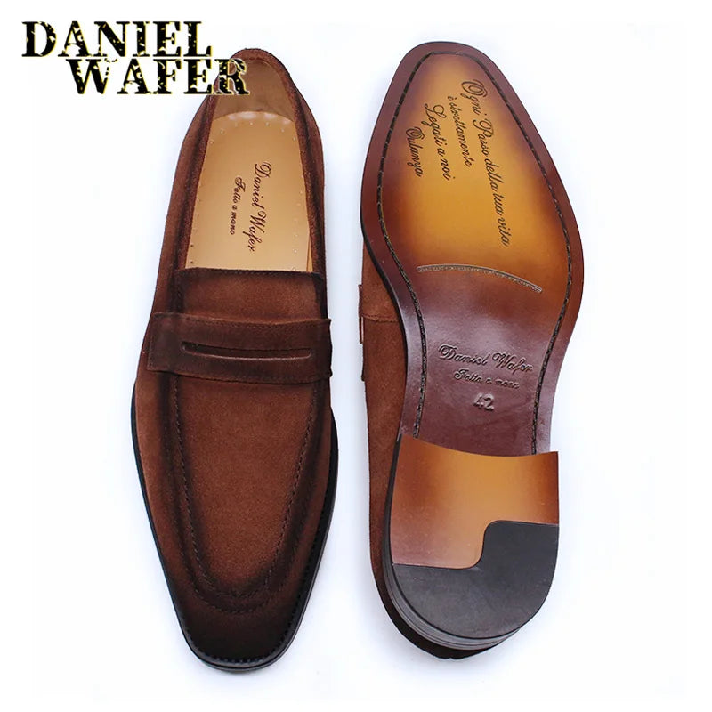 Suede Leather Slip-On Penny Loafers