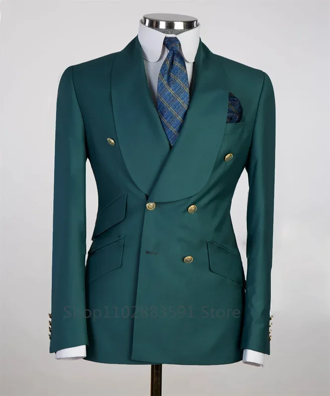 Suit For Mens Groom's Wedding 1 Pieces Slim Fit Blazer Wide Shawl Lapel Luxury Men Suit Custom Made Tuxedo Gold Button