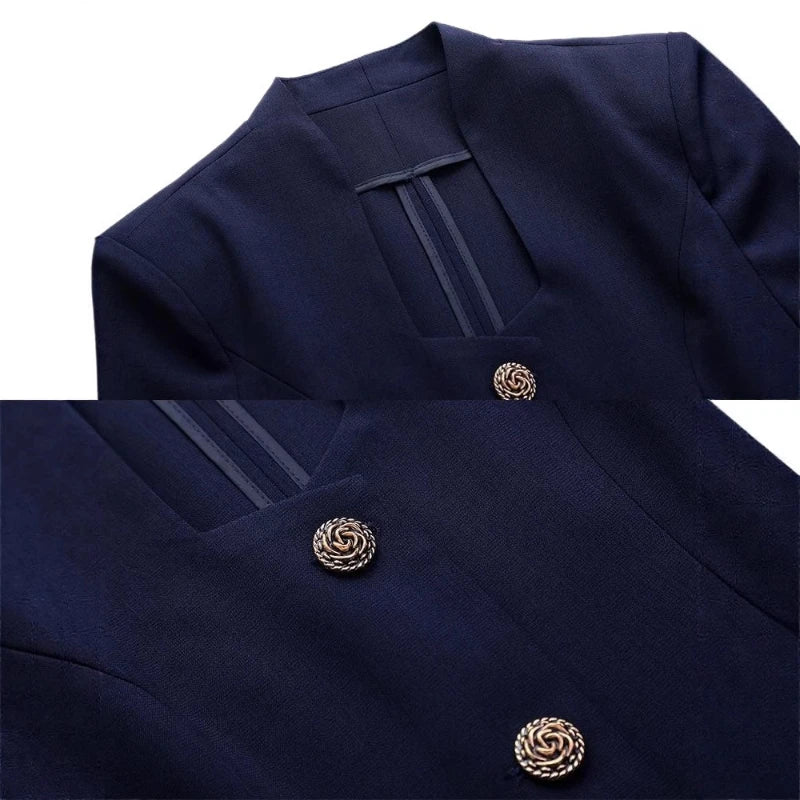 Women's Professional  Suit Set Short-Sleeve Formal Suit with Long Pants