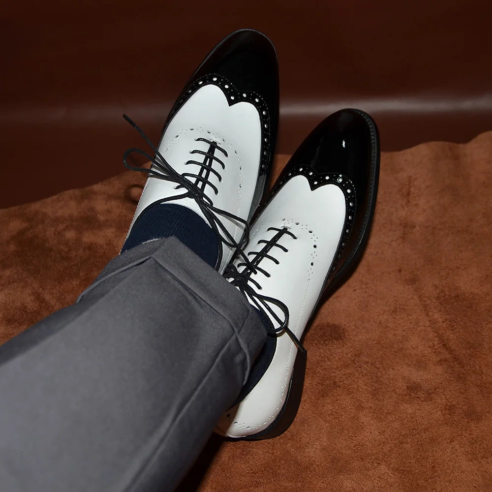 Leather Wingtip Lace-up Oxfords