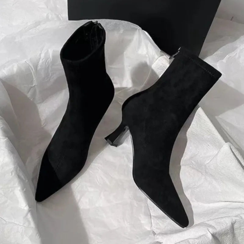 High Heels Women Pointed Toe Ankle Boots