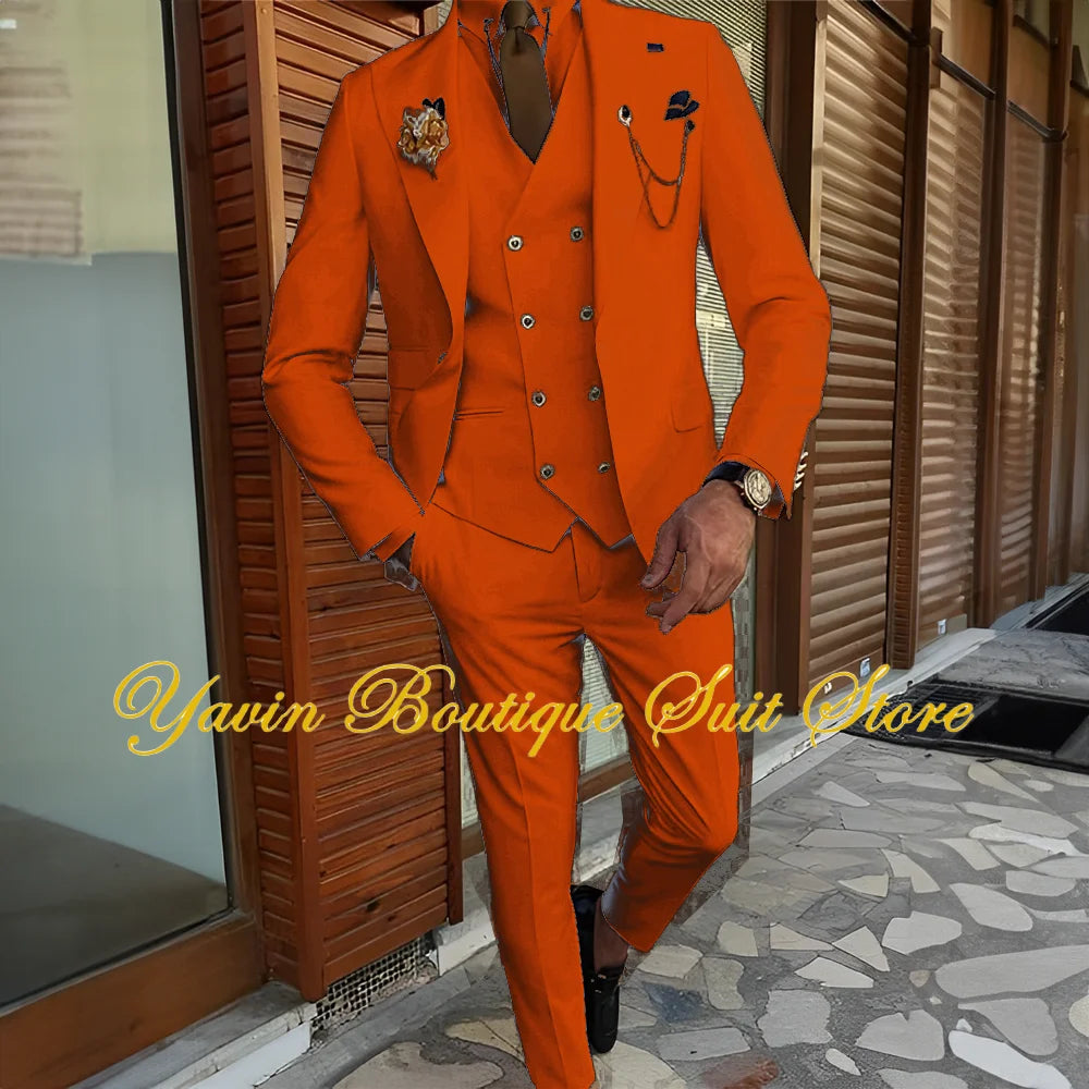 3-piece Formal Blazer Pants Vest Tuxedo Elegant Men's Suits