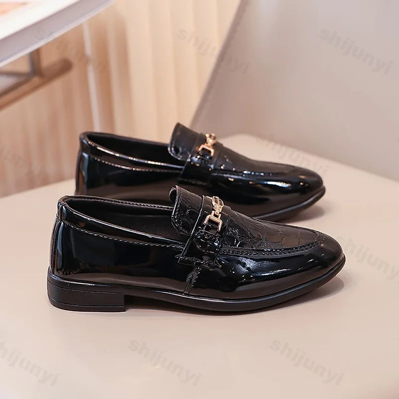 Children Classic Soft Bottom Point Toes Leather Loafers