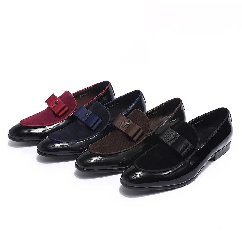 Cross Labled Suede Slip-On Leather Loafers