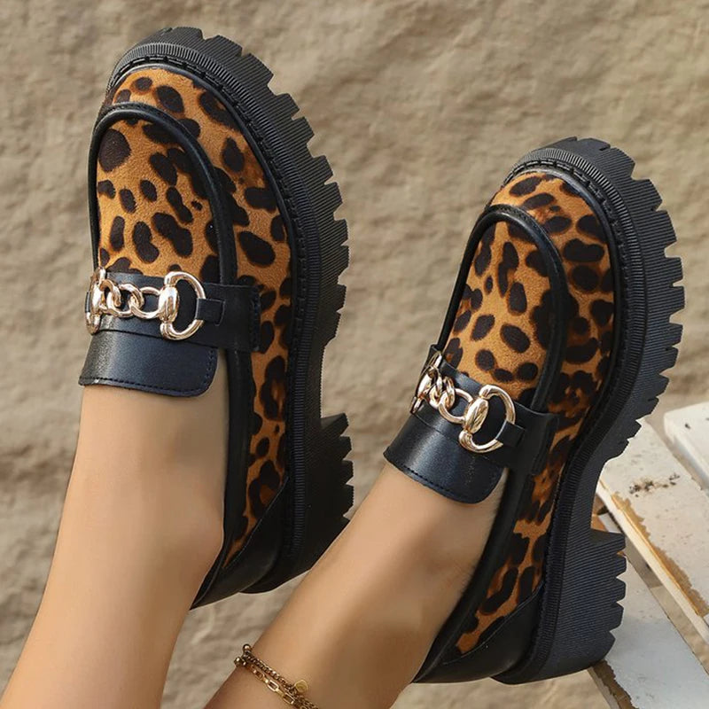 Retro Suede Leopard Loafers