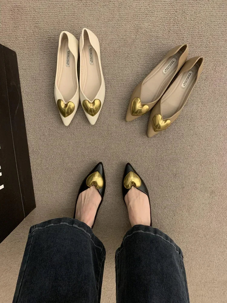 Elegant Black Flat Bottomed Single Shoes