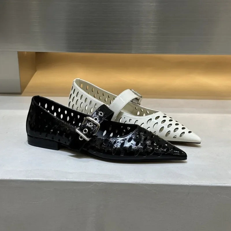 Pointed Toe Flats Hollow Loafers