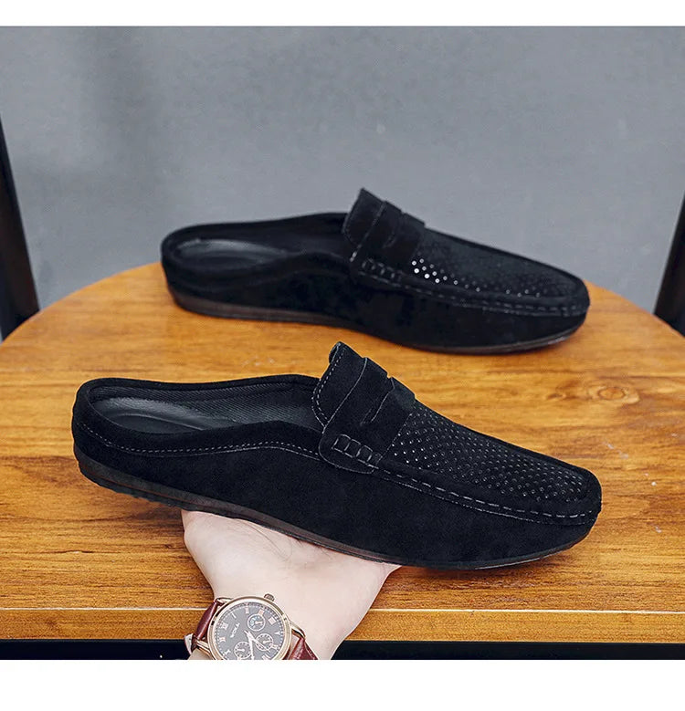 Men's Doudou Shoes Half Support Breathable Baotou Half Slippers Loafer Shoes