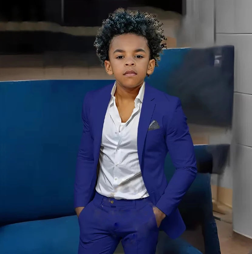 Boys Suits Suit (Jacket + Trousers) – Stylish Slim Fit Gold Single-Breasted Perfect for Weddings & Cocktail Parties