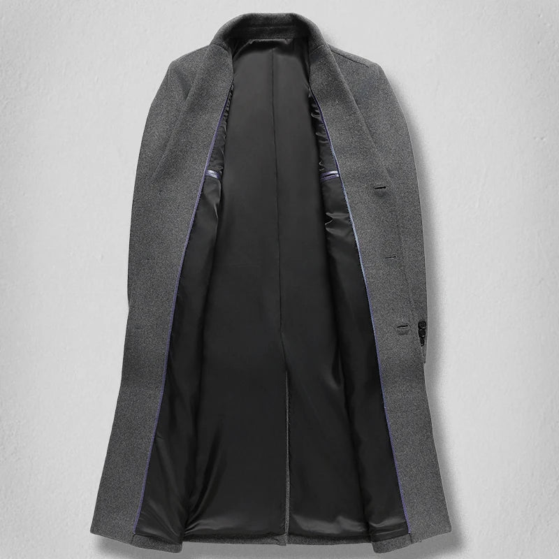 High-end fashionable stylish solid color versatile long woolen coat