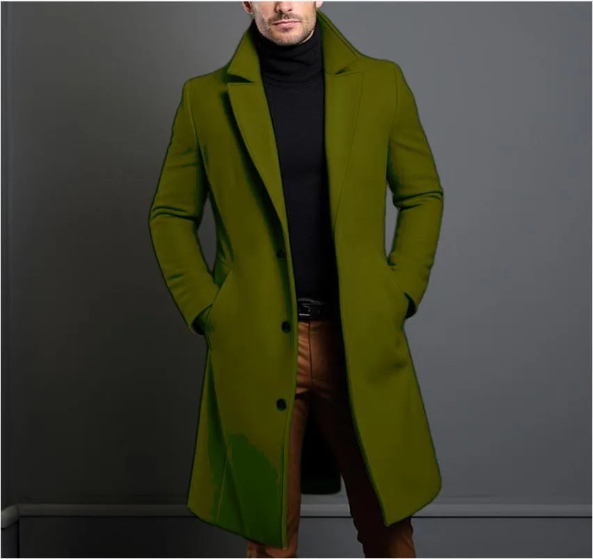Long Solid Color High-end Woolen Coat