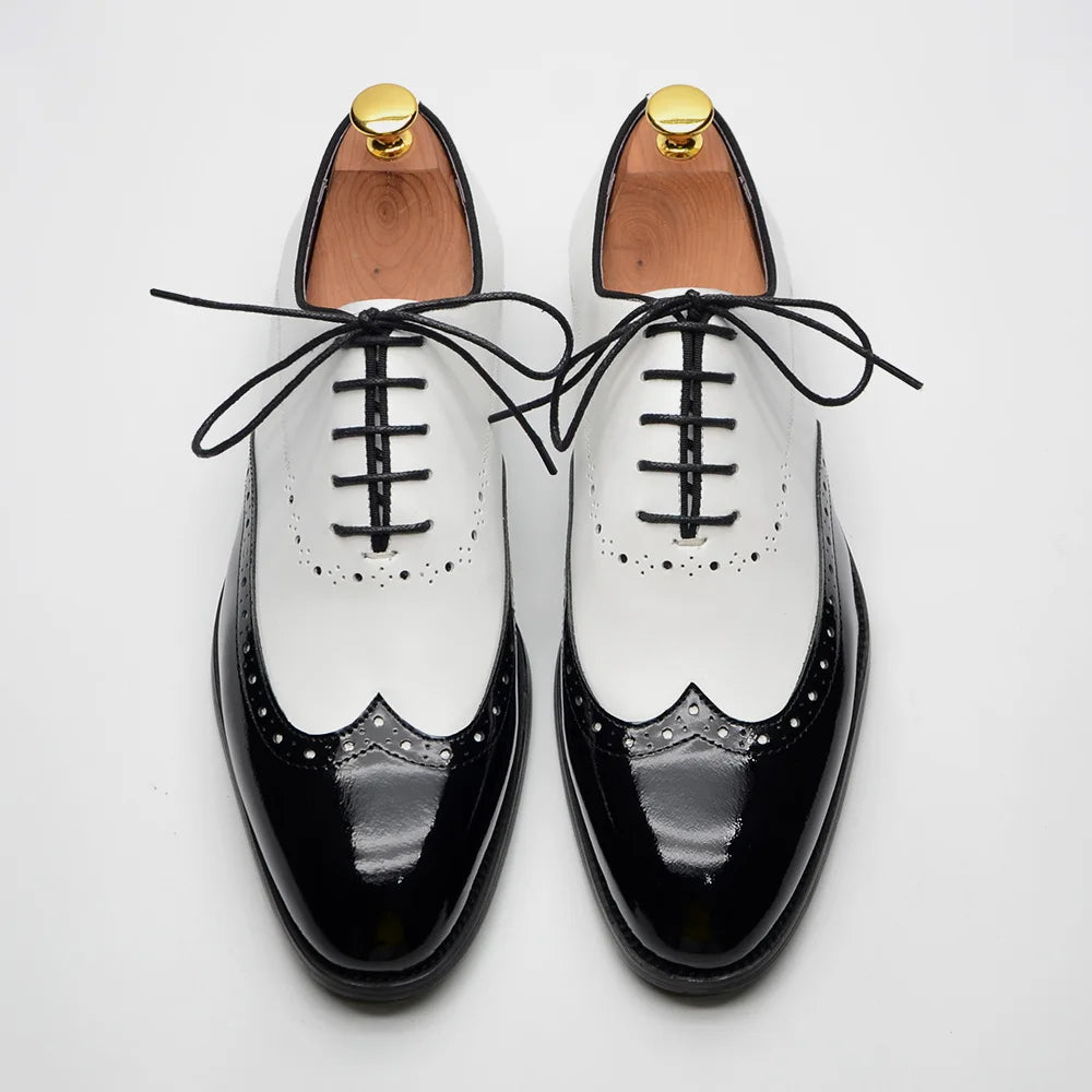 Leather Wingtip Lace-up Oxfords