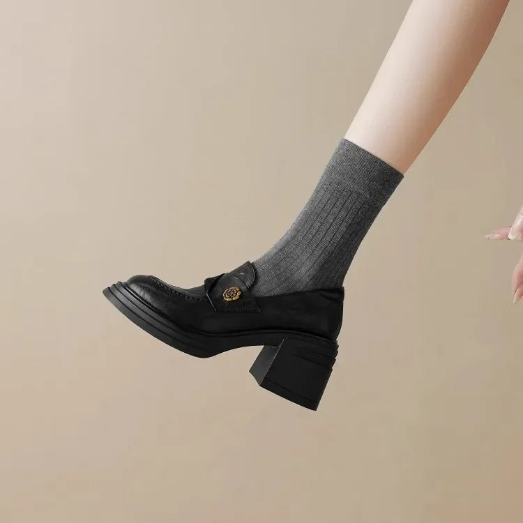 High Heel Retro Loafers