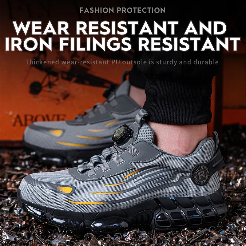 Indestructible Steel Toe Slip Resistant Abrasion Resistant Work Shoes Men Tough and Comfortable