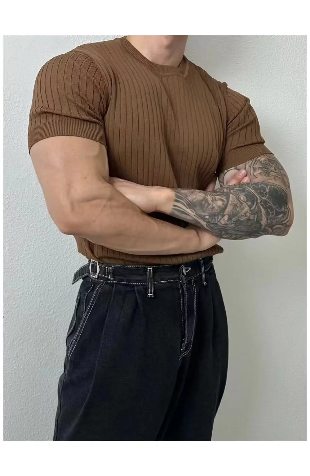 Men Quick-Drying Elastic Short Sleeve Gym T-Shirts