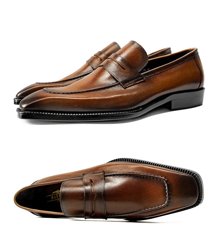 Genuine Leather Mens Slip On Loafers