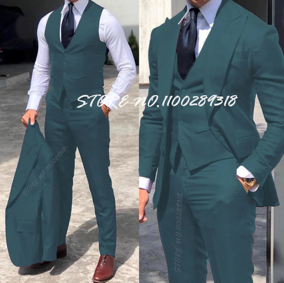 Classy 3 Pieces Tuxedos Slim Fit Costume Homme(Jacket+Vest+Pants)