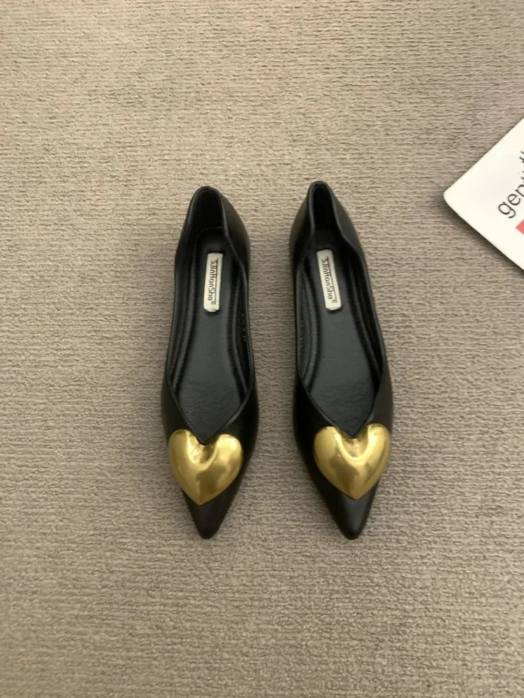 Elegant Black Flat Bottomed Single Shoes