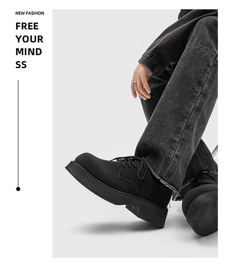 Classic British-Style Round-Toe Youth Streetwear Leather Shoes