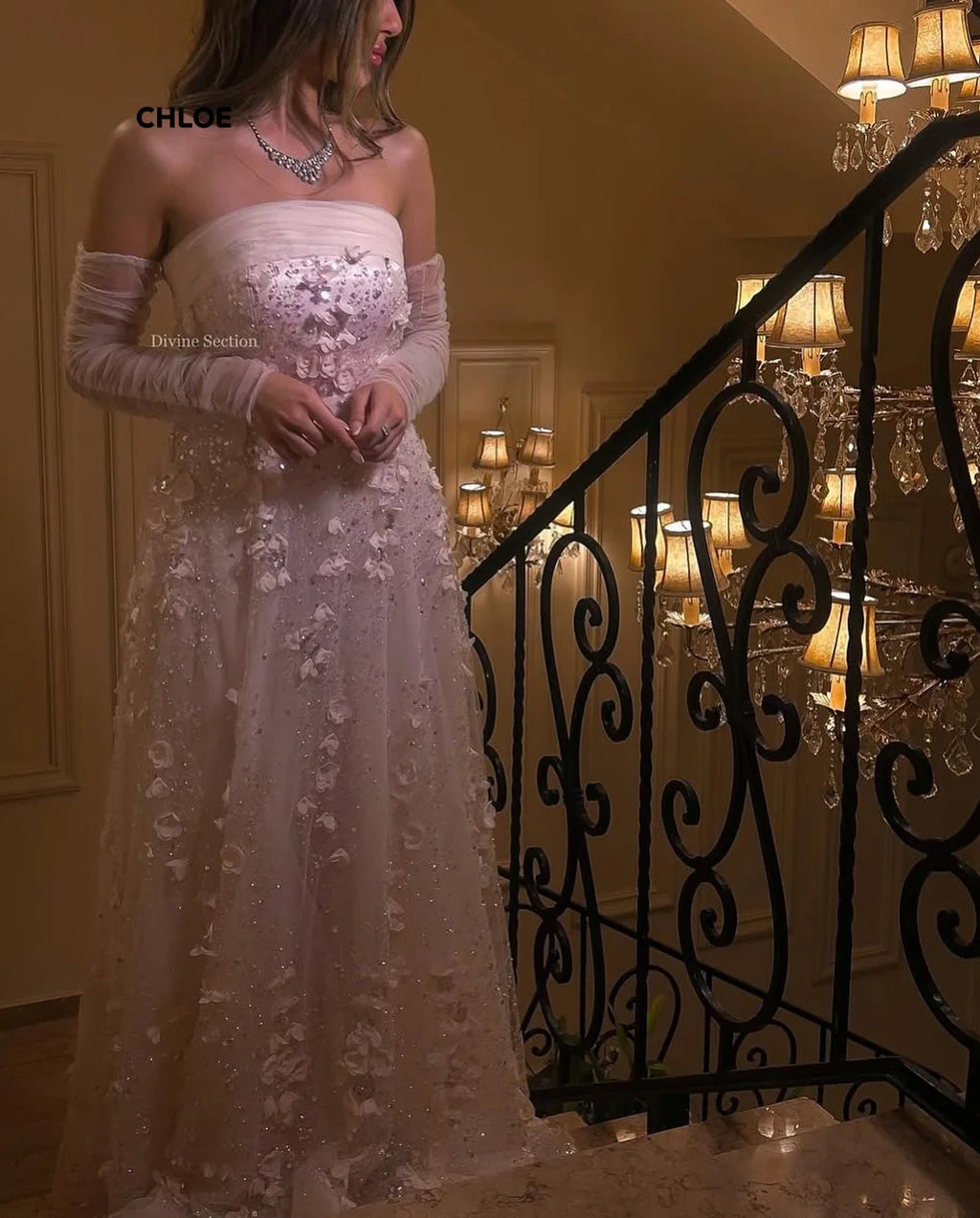 Elegant Off-shoulder Short Sleeve Robe Soiree Dress