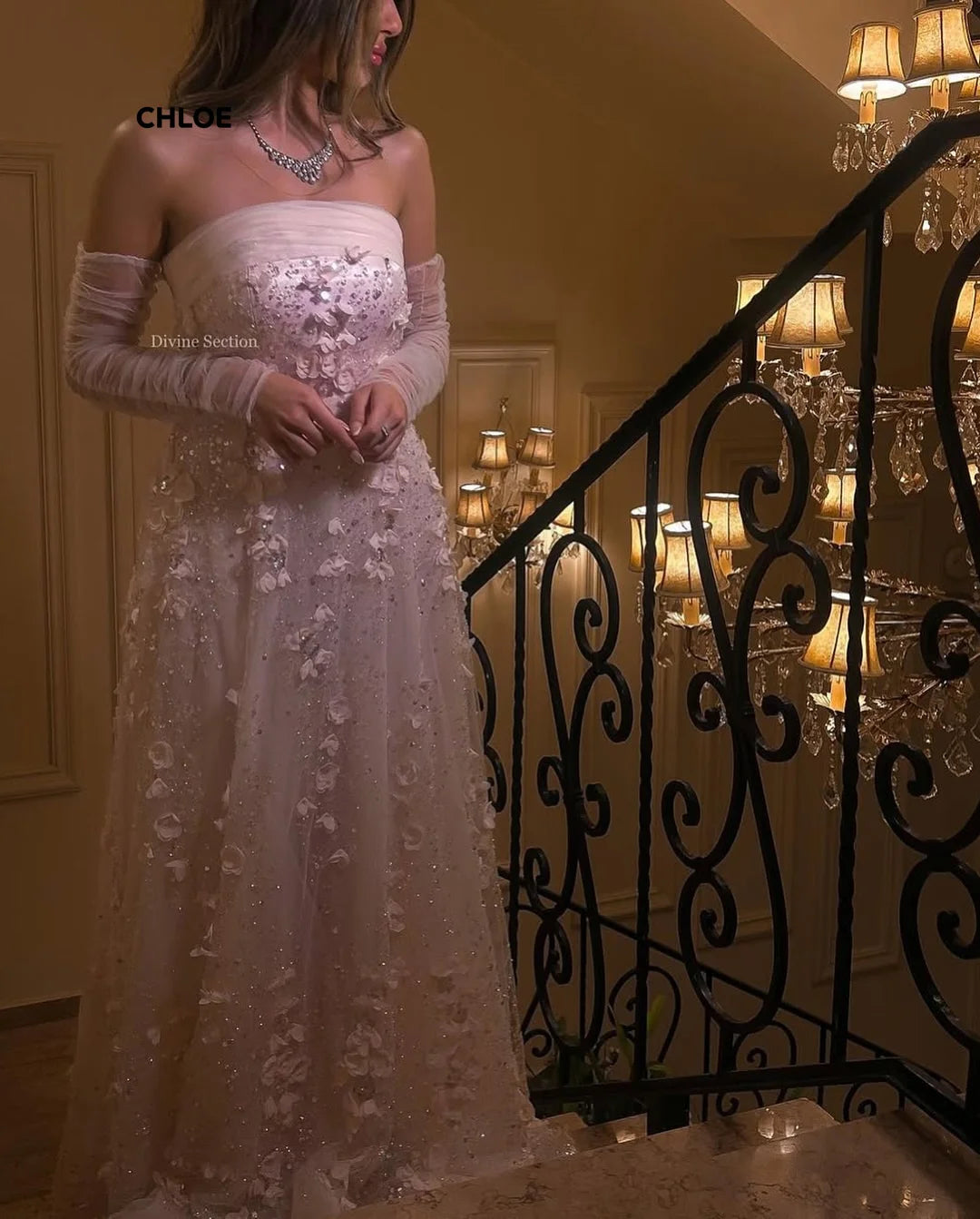 Elegant Off-shoulder Short Sleeve Robe Soiree Dress