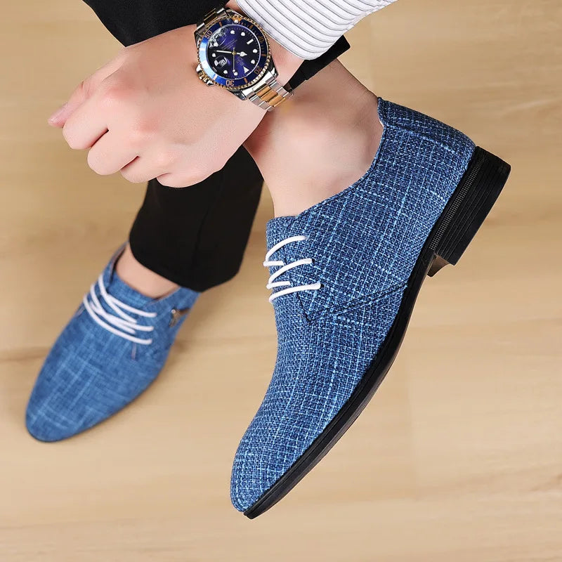 Breathable Pointed Toe Linen Oxford Shoes