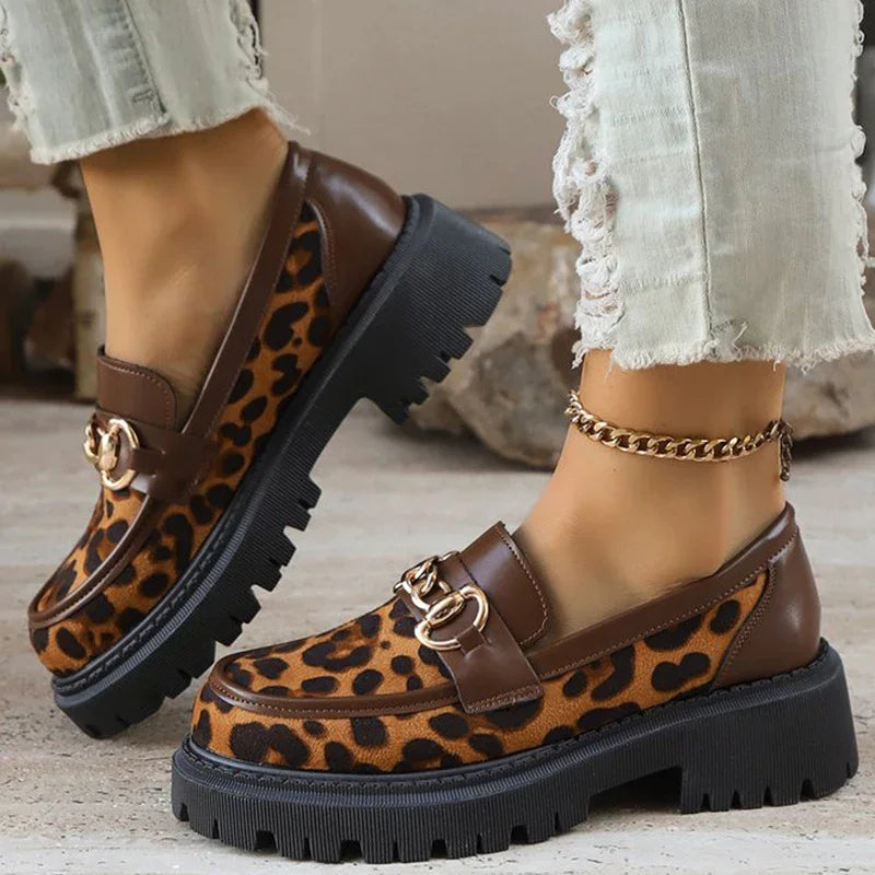 Retro Suede Leopard Loafers