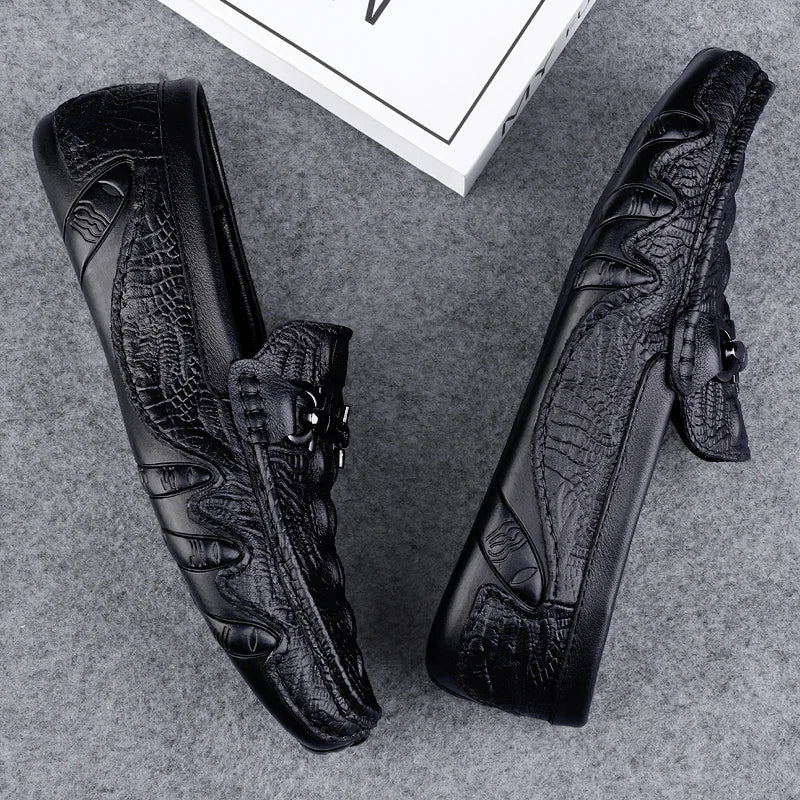 Italian Handmade Crocodile Pattern Genuine Leather Loafers