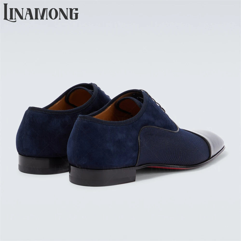 Lace-Up Leather Suede Oxford Shoes