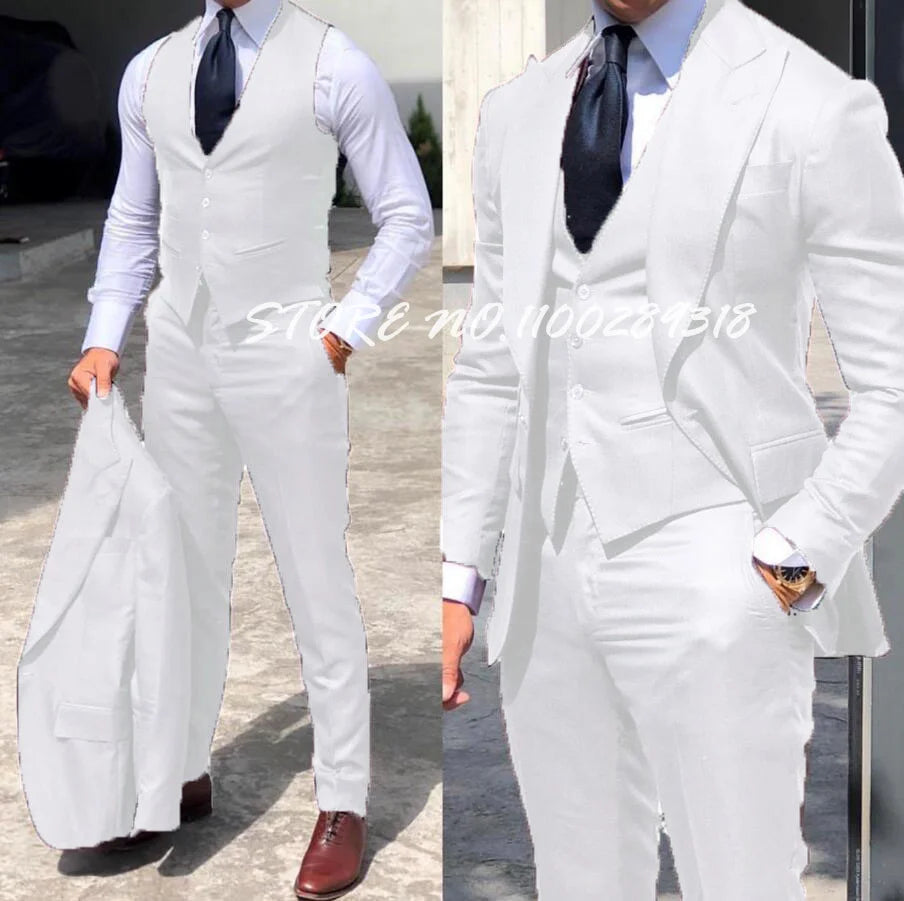 Classy 3 Pieces Tuxedos Slim Fit Costume Homme(Jacket+Vest+Pants)