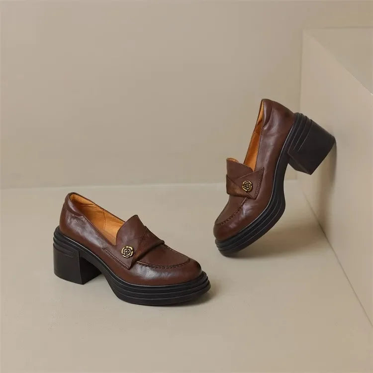 High Heel Retro Loafers