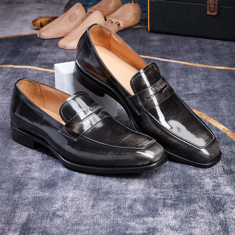Hand-Stitched Genuine Leather Slip-On Loafers