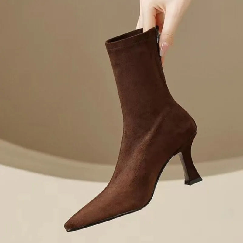 High Heels Women Pointed Toe Ankle Boots