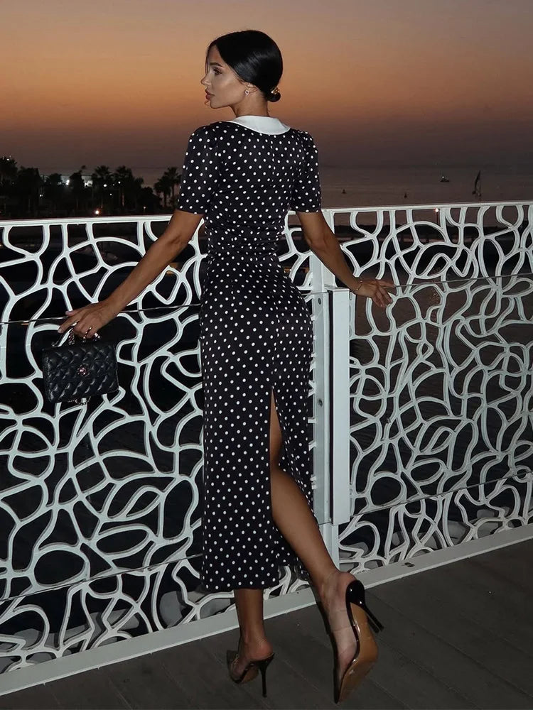 Sexy Short Sleeves Dot Printed Dress