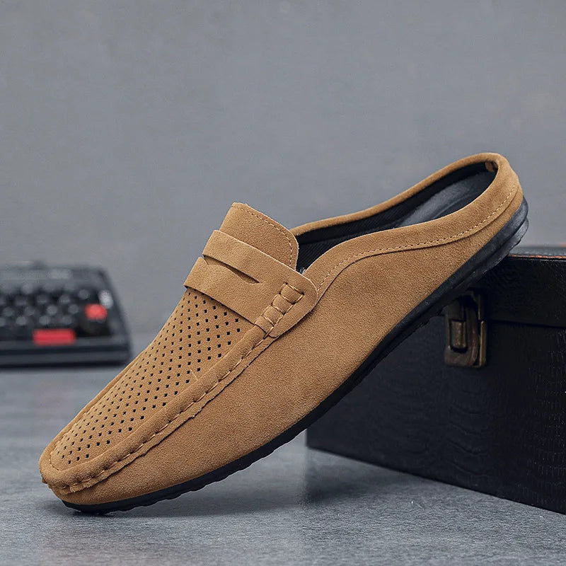 Men's Doudou Shoes Half Support Breathable Baotou Half Slippers Loafer Shoes