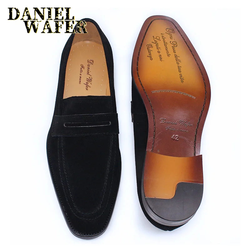 Suede Leather Slip-On Penny Loafers
