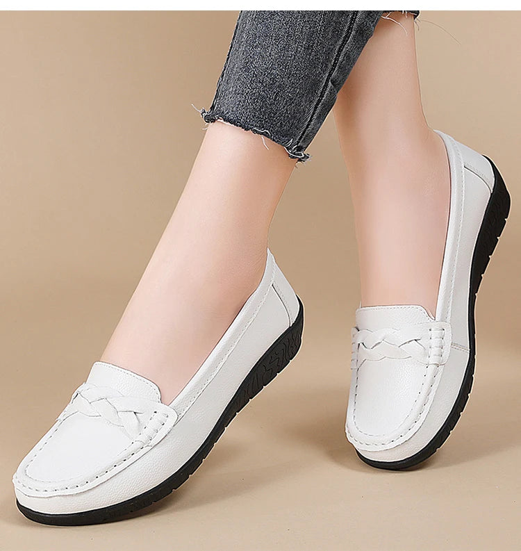 Women Soft Leather Casual Slip On Loafer