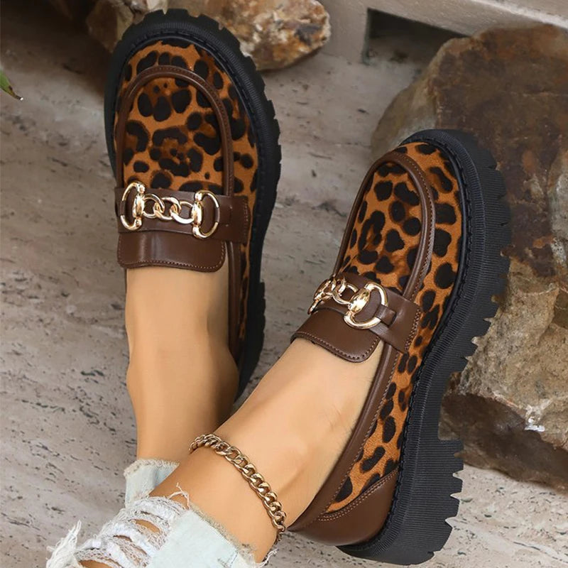 Retro Suede Leopard Loafers
