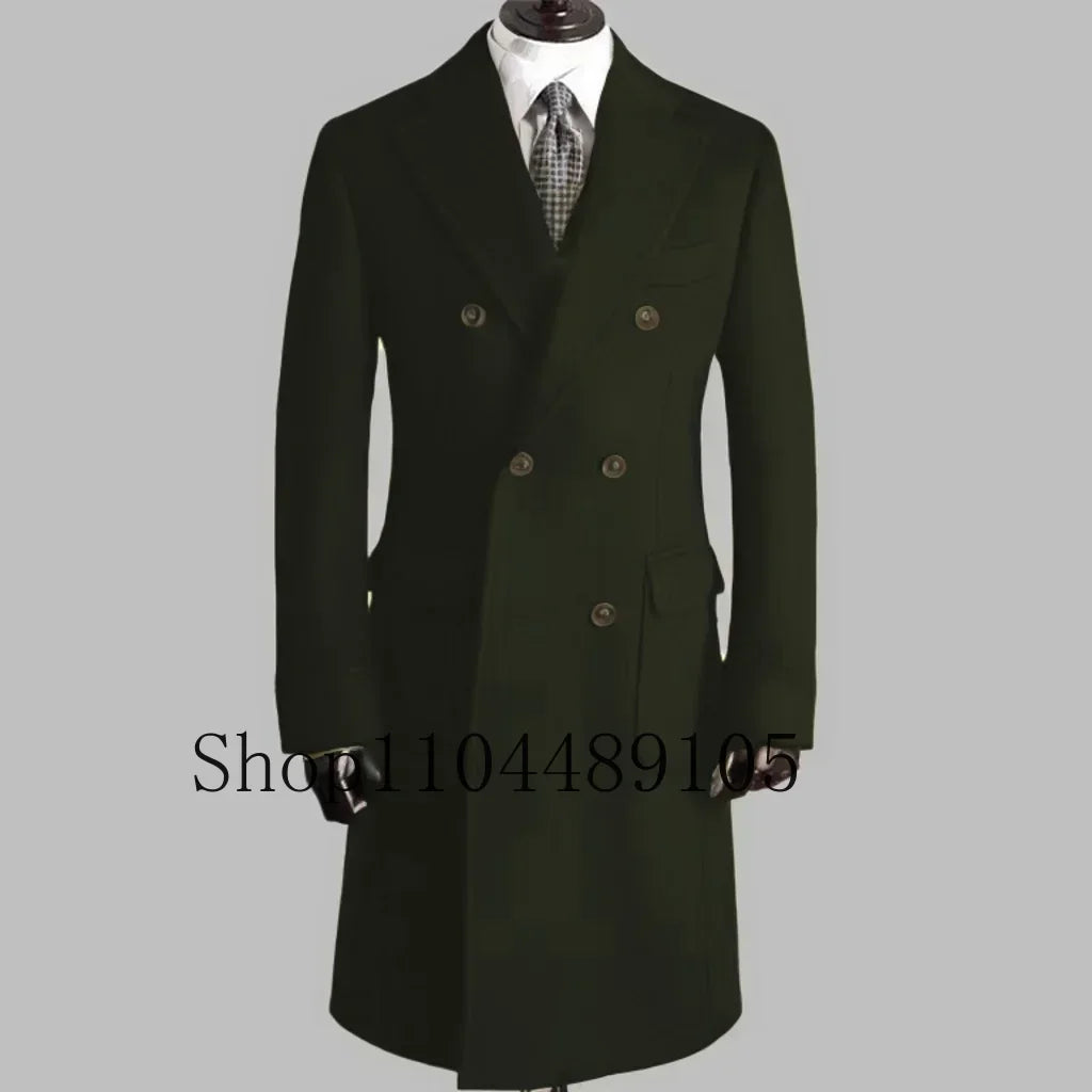 Elegant Comfortable Double Breasted Coat Jacket with Notched Lapel