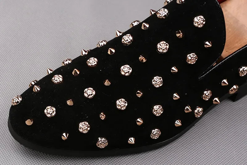 British Pointed Punk Rivet Loafers