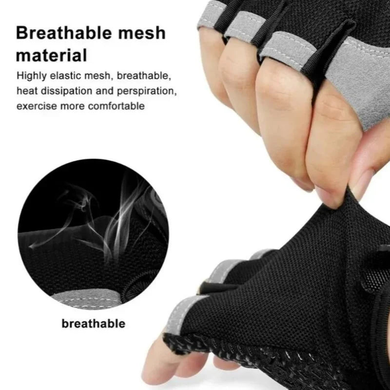 Fingerless Anti-Slip Shock-Absorbing Breathable Sports Gloves