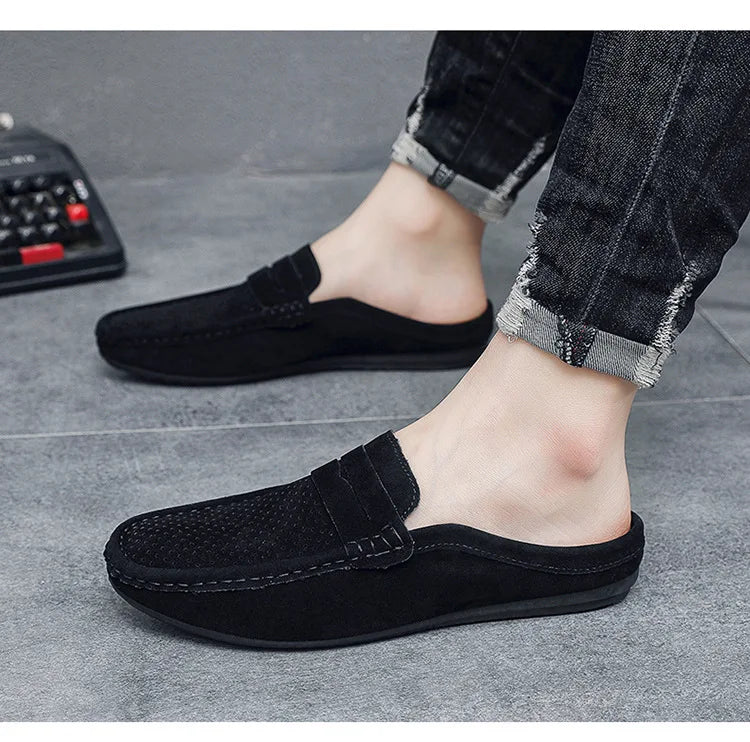Men's Doudou Shoes Half Support Breathable Baotou Half Slippers Loafer Shoes