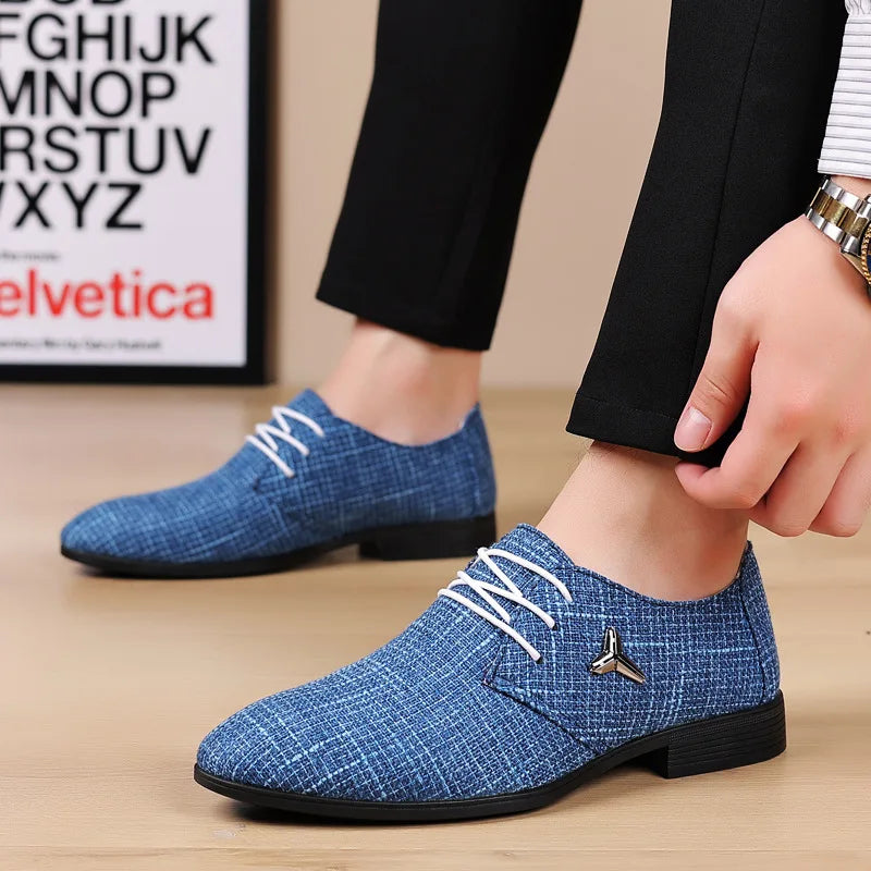 Breathable Pointed Toe Linen Oxford Shoes