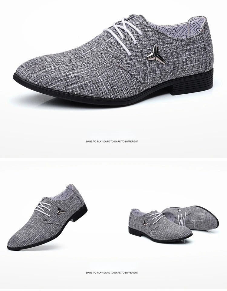 Breathable Pointed Toe Linen Oxford Shoes